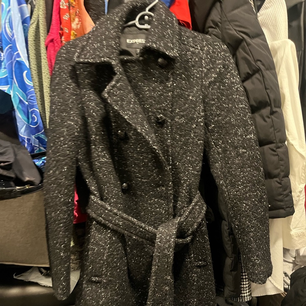Express black long pea coat size small